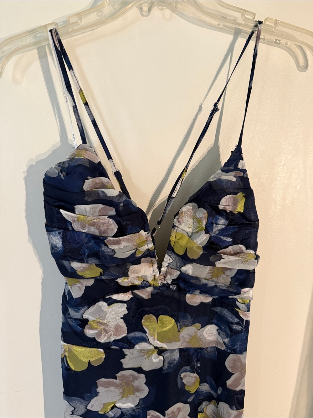 Lulus Floral Navy women's one Piece Dress with Yellow Accents